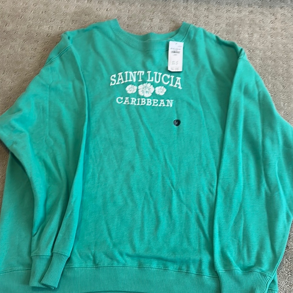Hollister Saint Lucia Caribbean Green Oversized Sweatshirt